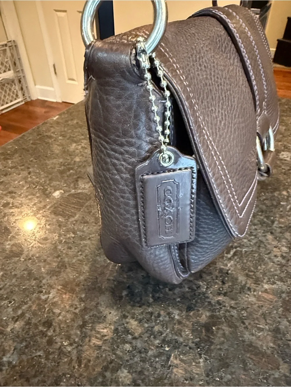 Vintage Coach Chelsea Pebbled Leather Hobo Shoulder Bag in Dark Brown